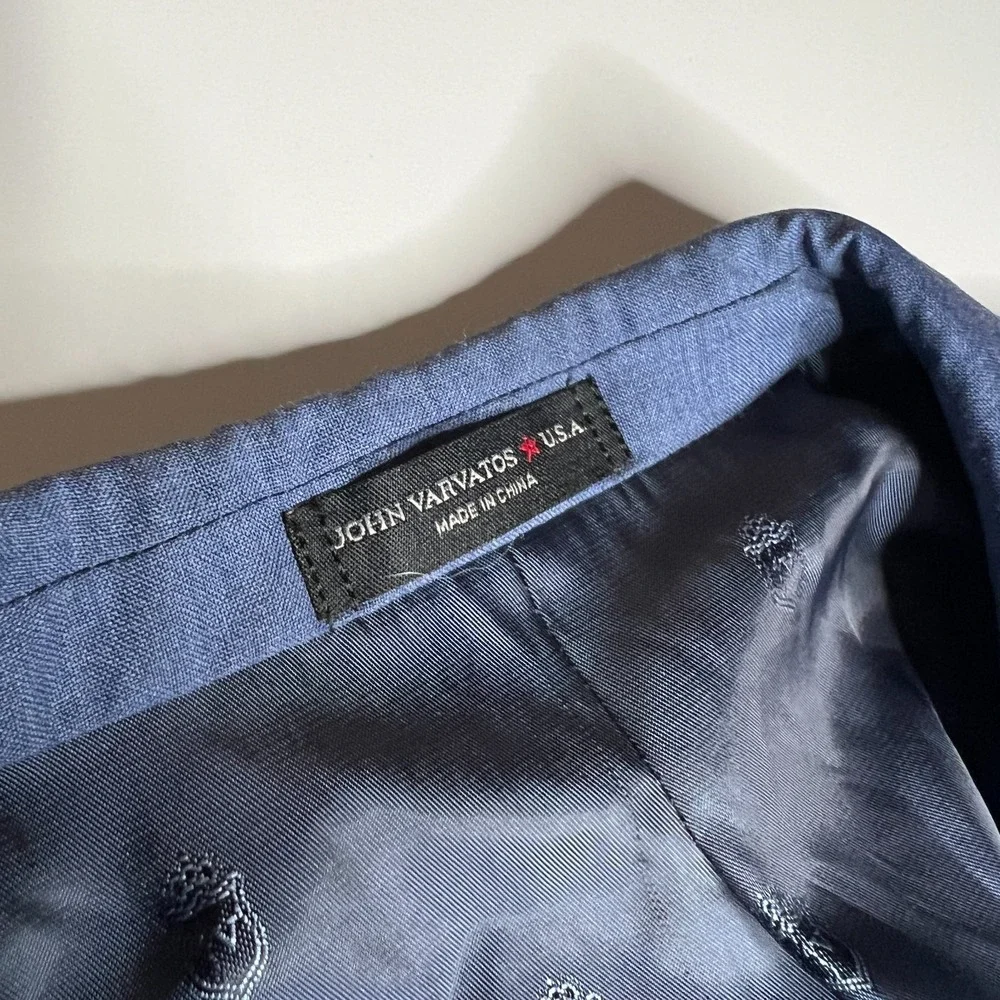 John Varvatos USA Mens Bedford 100% Wool Blazer Jacket Blue 42L 771155